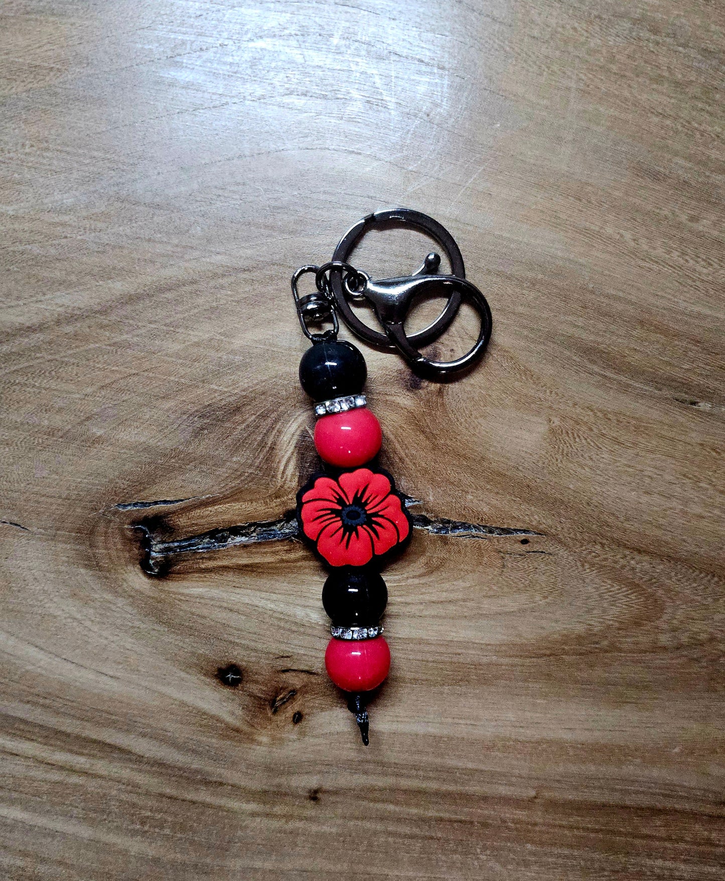 Red Poppy Flower Keychain