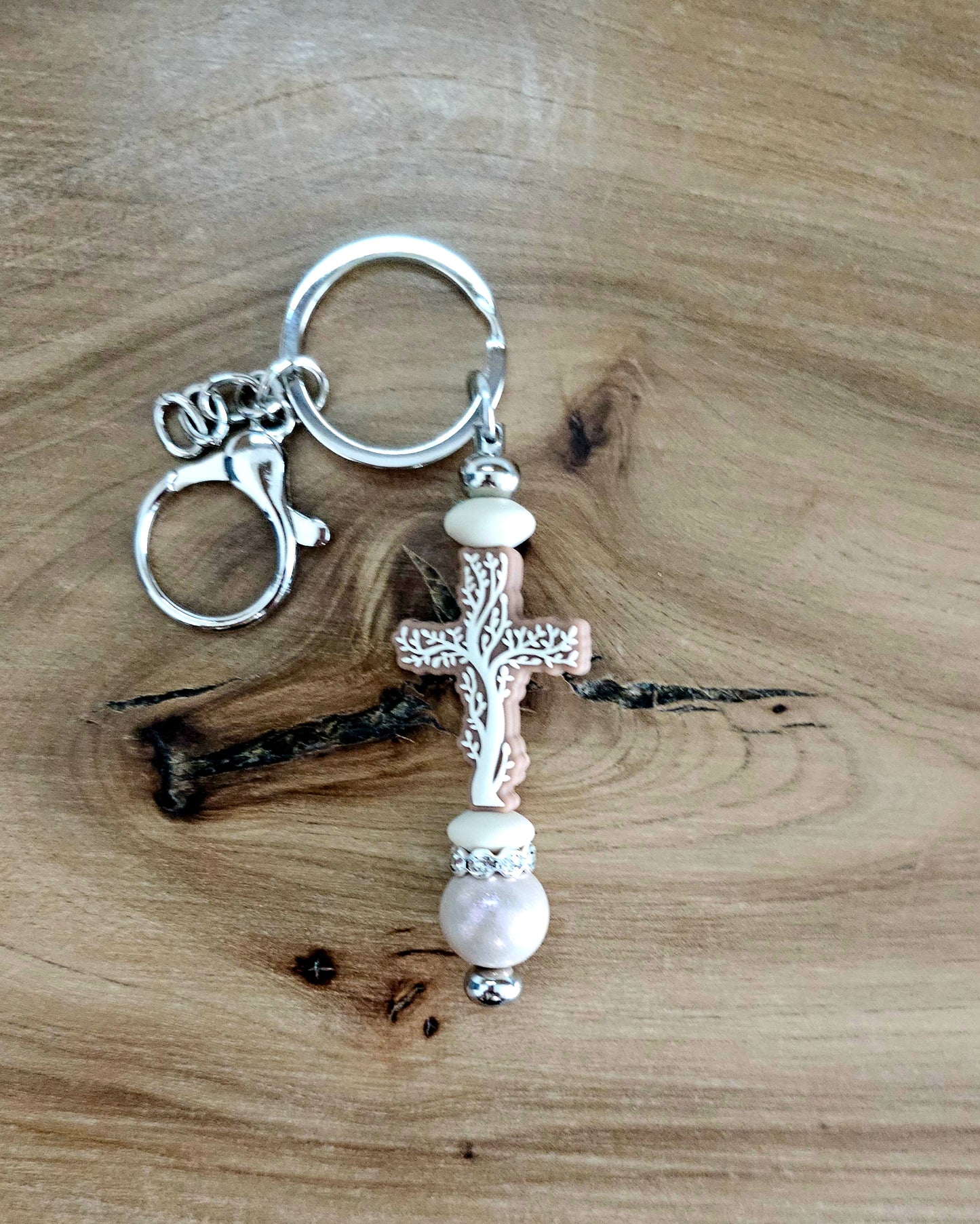 Tree of Life Cross Keychain