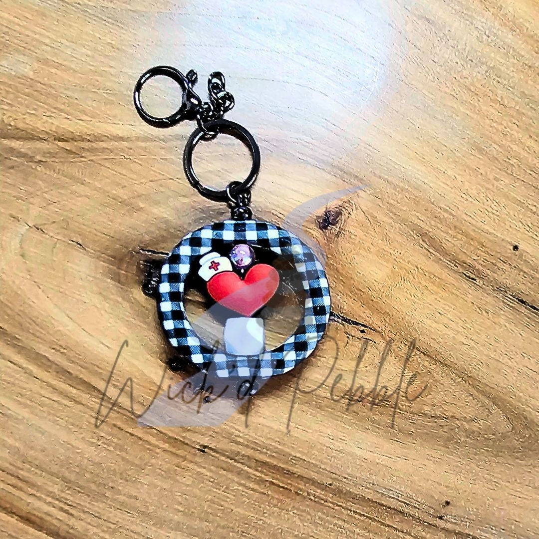 Nurse Heart with Hat Ring Keychain