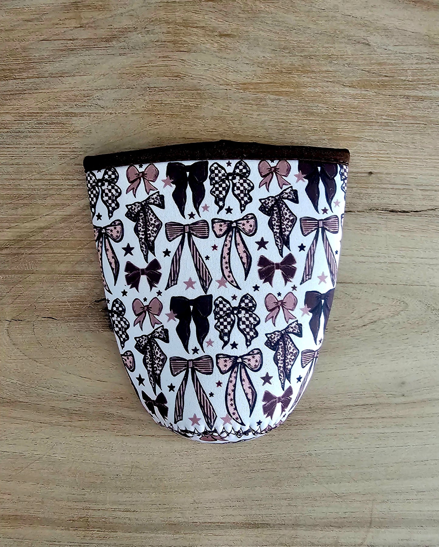 Coquette Bow Tumbler Koozie – Pink & Black Bow Cup Sleeve for 30oz Tumblers, Cute Girly Drink Holder
