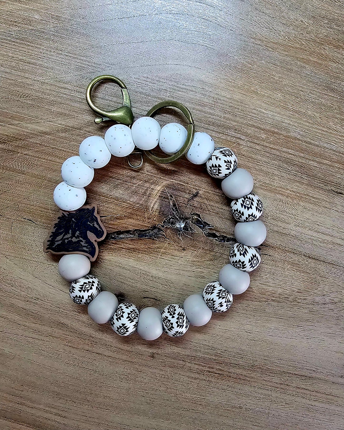 Boho Horse Beadable Wristlet Keychain