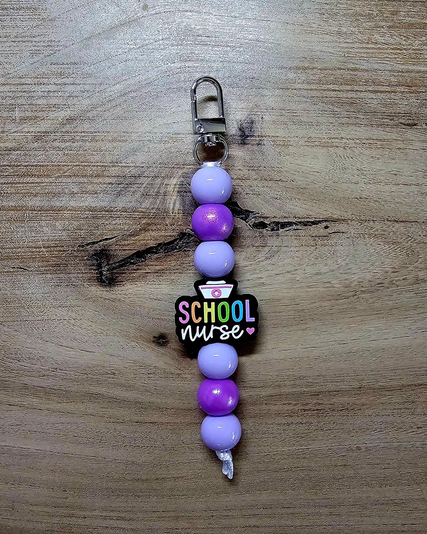 School Nurse Beaded Keychain | Nurse Badge Charm | Backpack Zipper Pull | Custom Nurse Gift