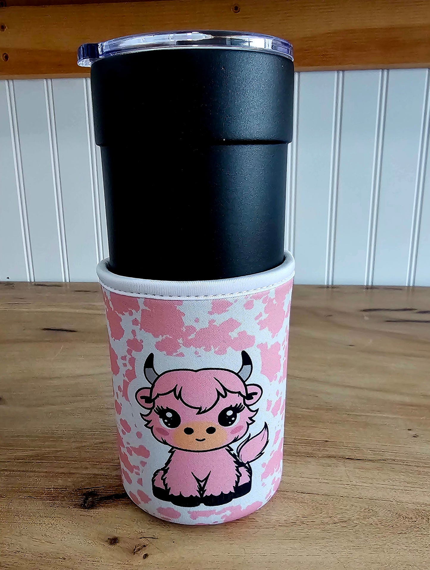 Pink Highland Cow Tumbler Koozie – Cute Cow Print Cup Sleeve for 30oz Tumblers, Girly Western Drink Holder