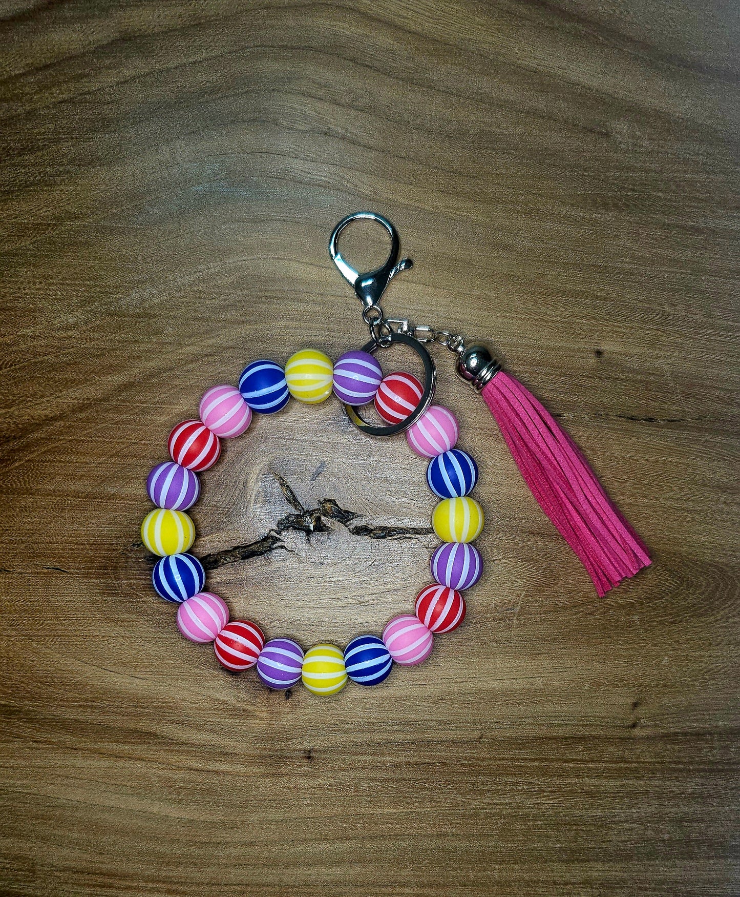 Candy Stripe Wristlet Keychain