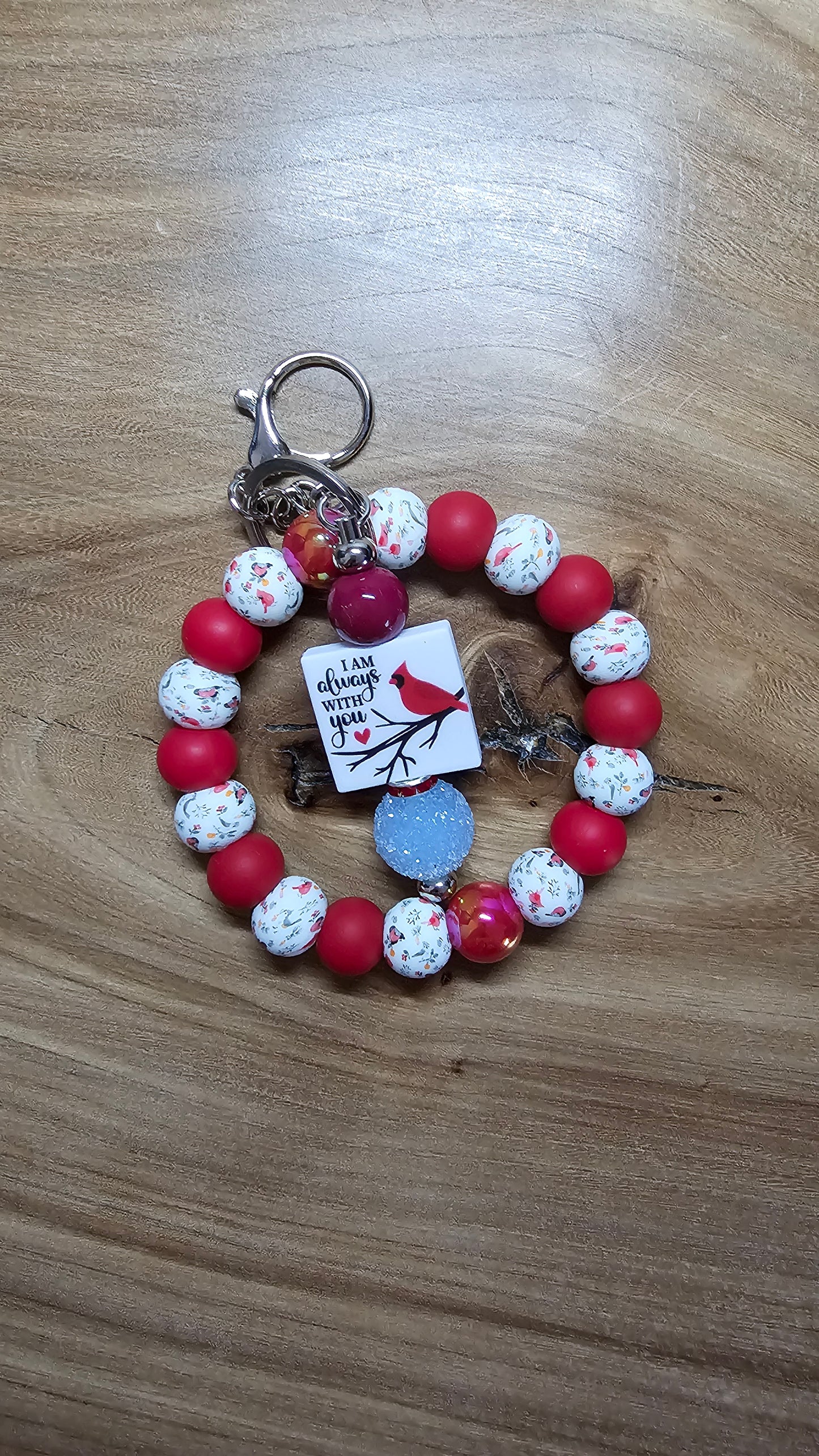 I Am Always With You Cardinal Wristlet Keychain