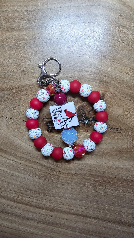 I Am Always With You Cardinal Wristlet Keychain