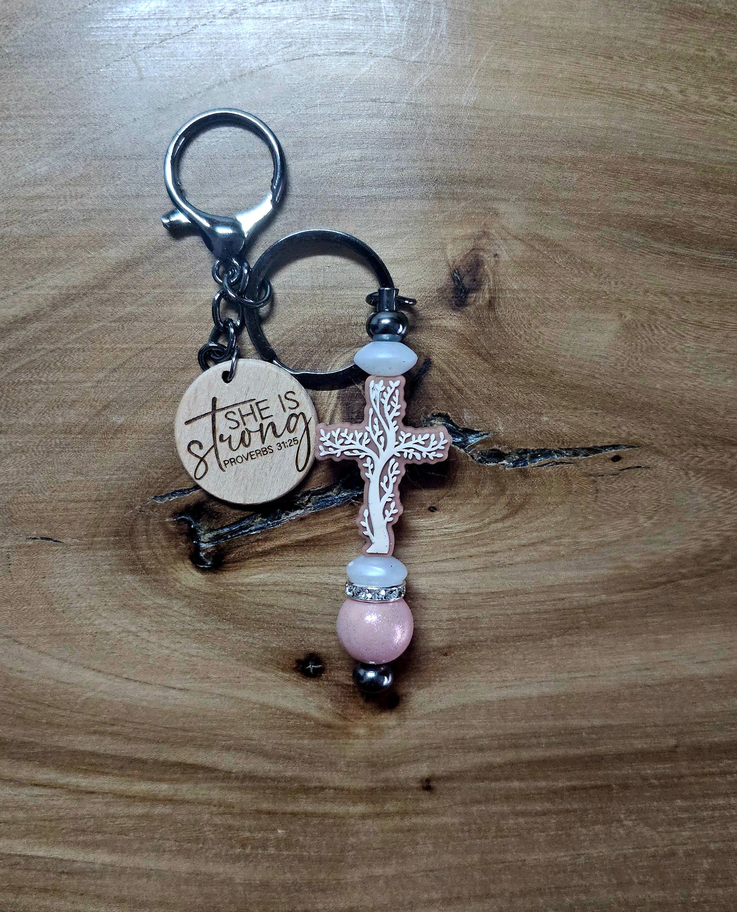 Tree of Life Keychain with Proverbs 31:25