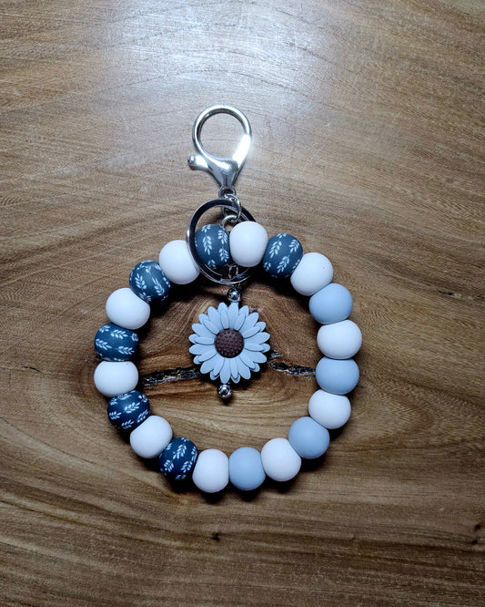 Blue Wheat Field Wristlet Keychain