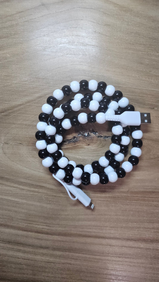 Black and White Beaded Dual Charger
