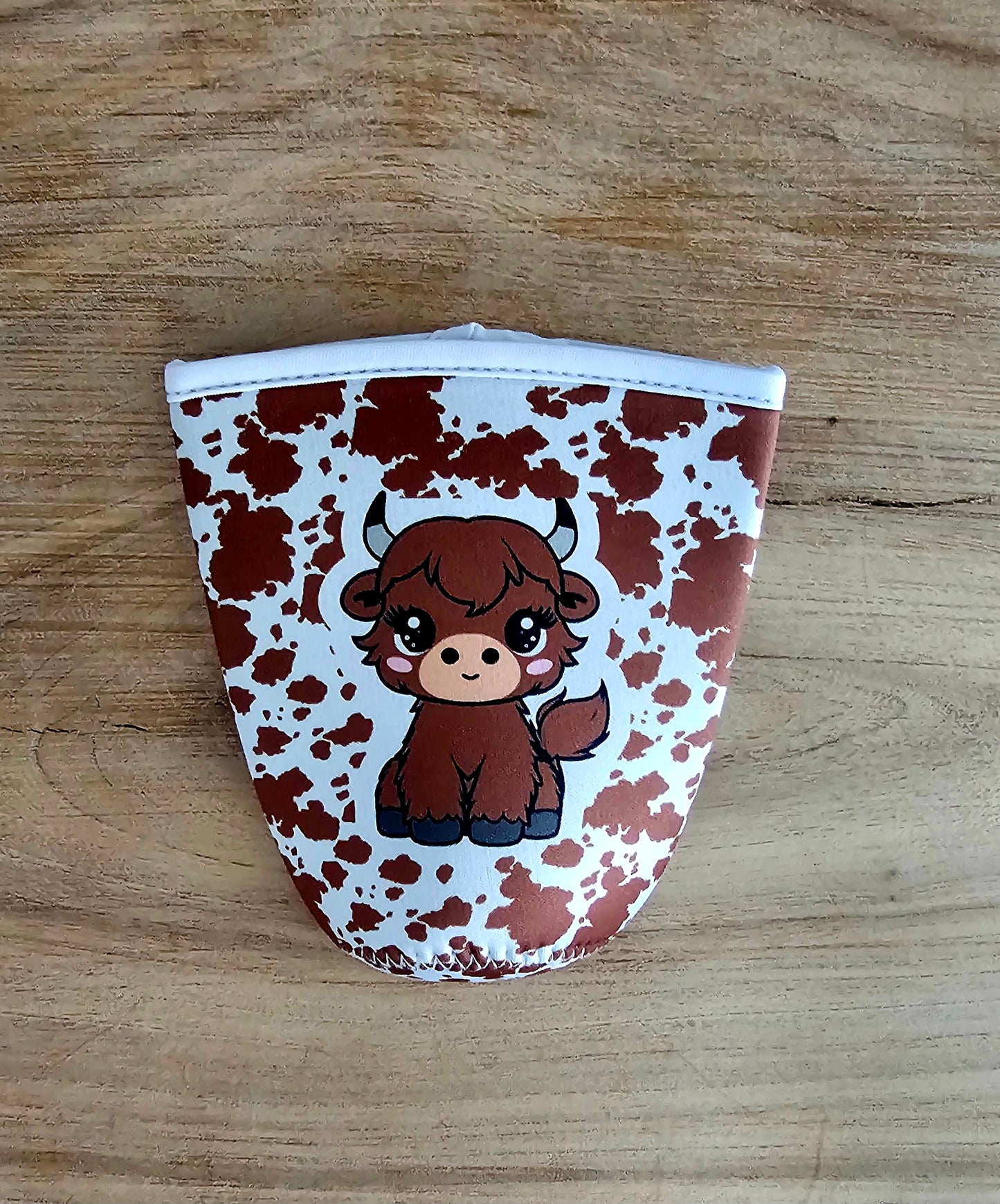 Highland Cow Tumbler Koozie – Brown Cow Print Cup Sleeve for 30oz Tumblers, Western Cow Drink Holder