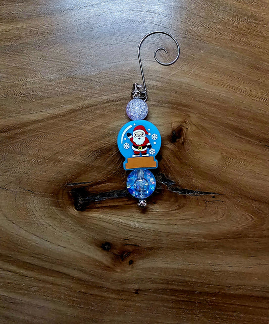 Santa Globe Ornament with waterbead accent
