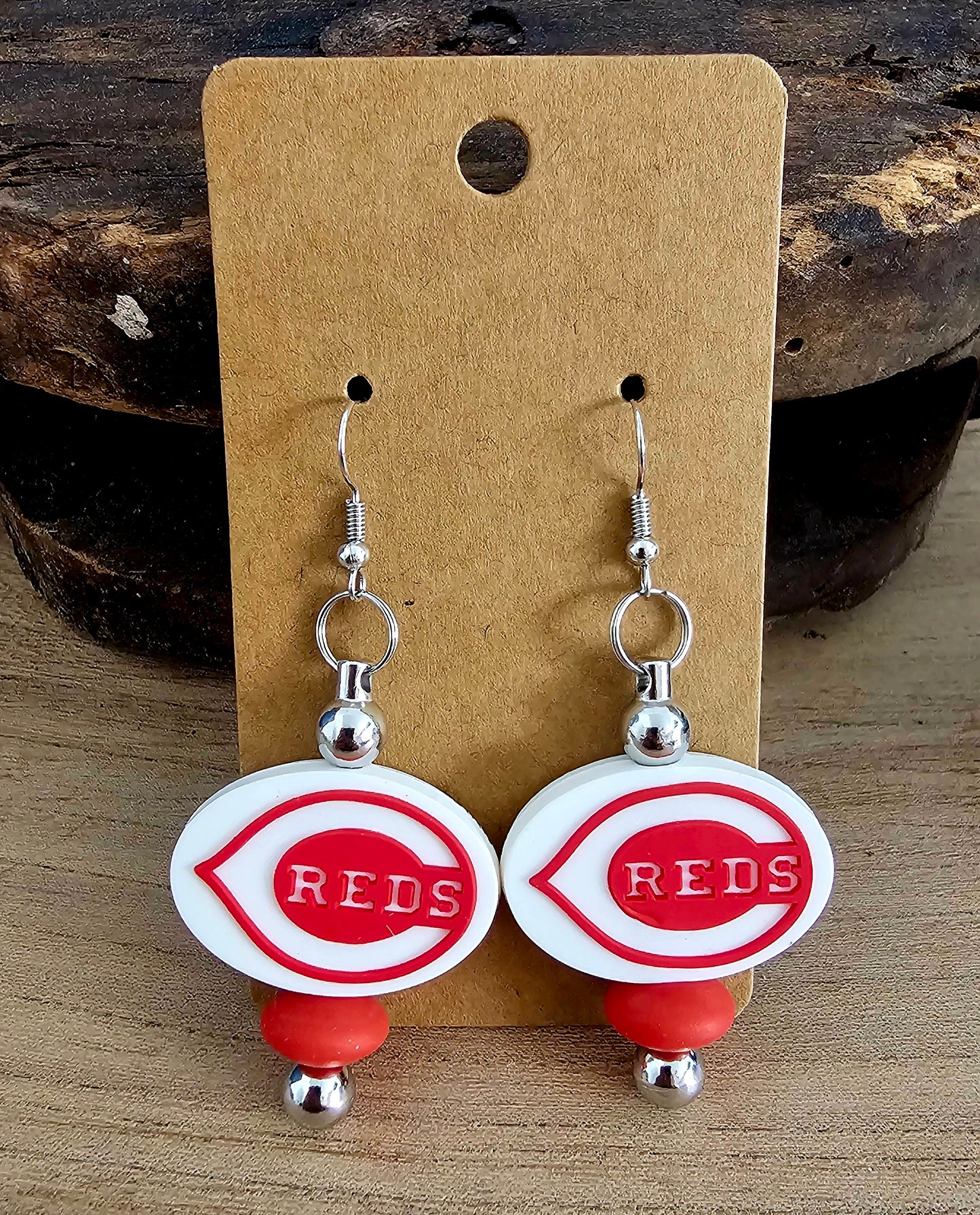 Cincinnati Baseball Red & White Dangle Earrings | Ohio Baseball Fan Jewelry | Game Day Earrings | Sports Fan Accessories
