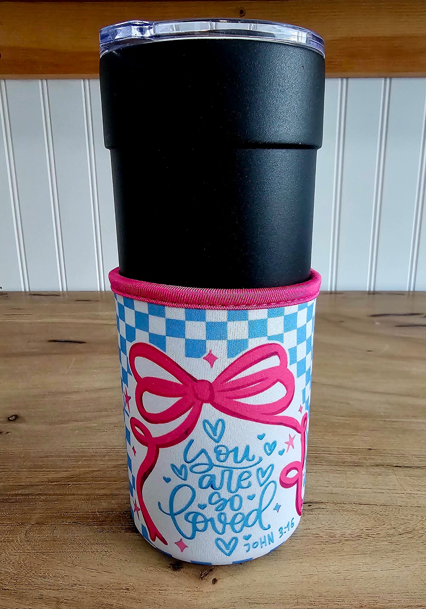 “You Are So Loved” John 3:16 Tumbler Koozie – Christian Bow Cup Sleeve for 30oz Tumblers, Faith-Based Gift for Women