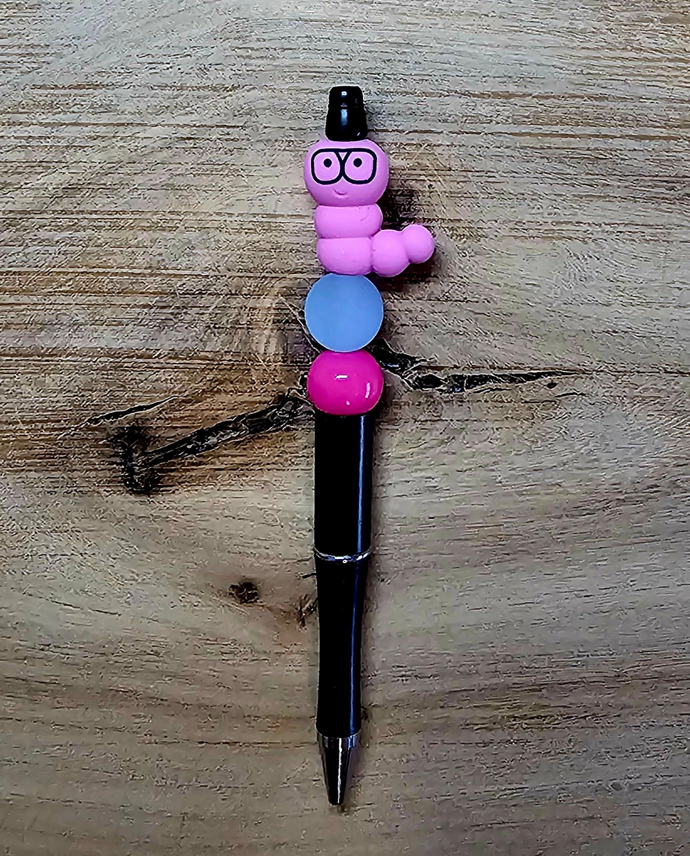 Book Worm Beaded Pen – Pink Silicone Book Lover Pen