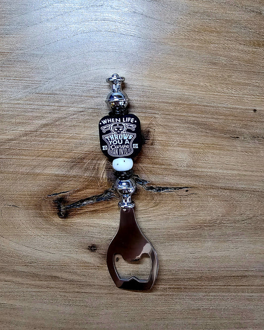 When Life Throws You A Curve, LEAN INTO IT Bottle Opener