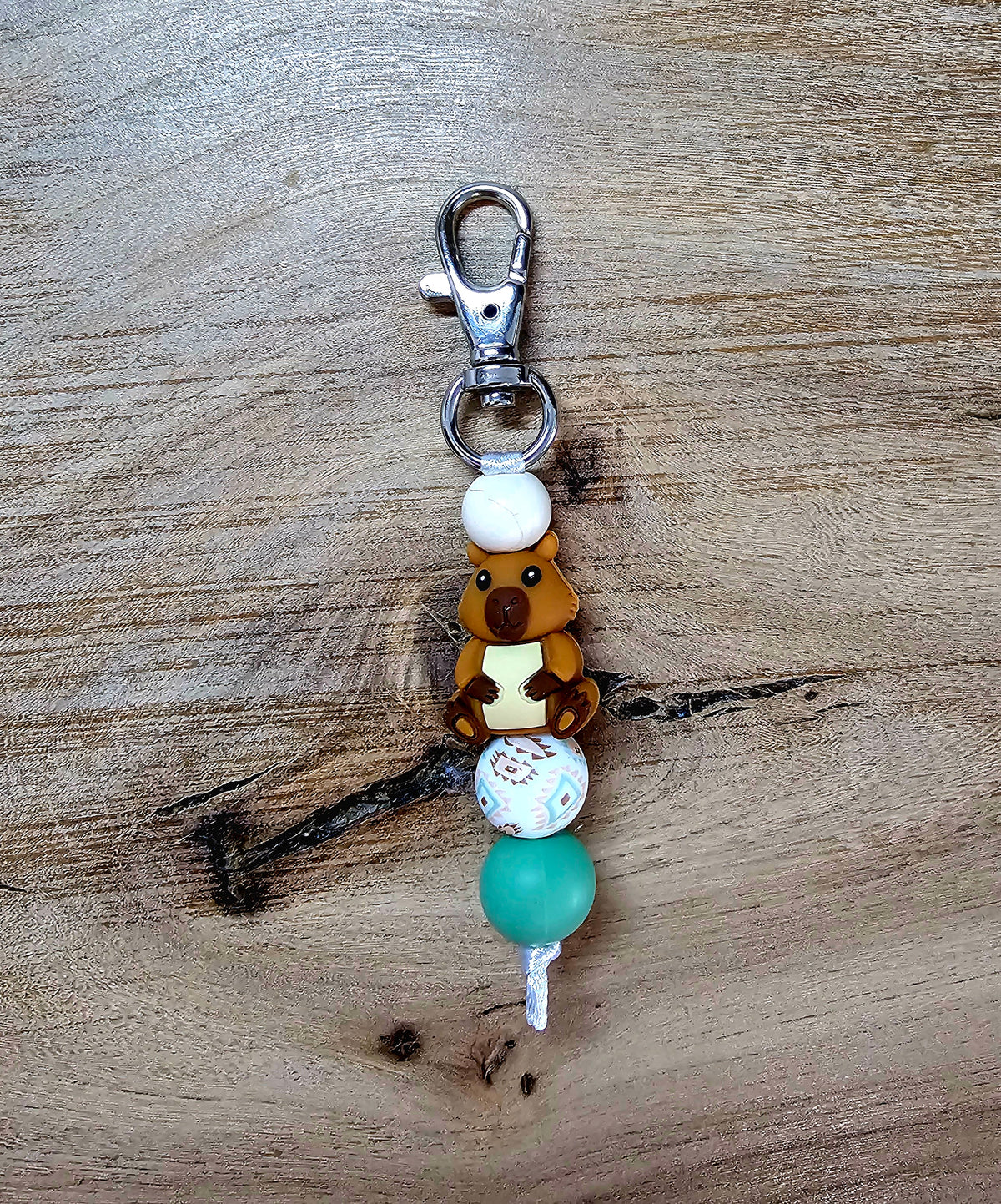 Capybara Bag Tag Keychain | Cute Beaded Backpack Charm | Capybara Gift