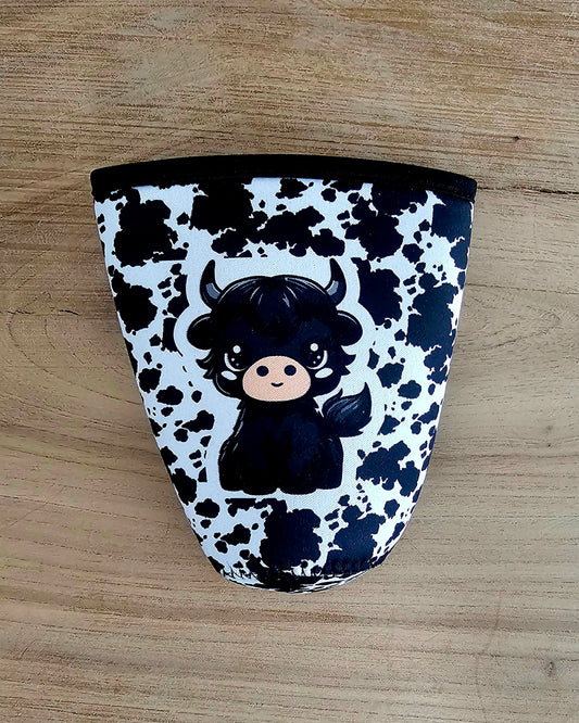 Black Cow Print Highland Cow Tumbler Sleeve | Cute Western Drink Sleeve | Neoprene Coffee Cup Holder | Boho Farmhouse Gift