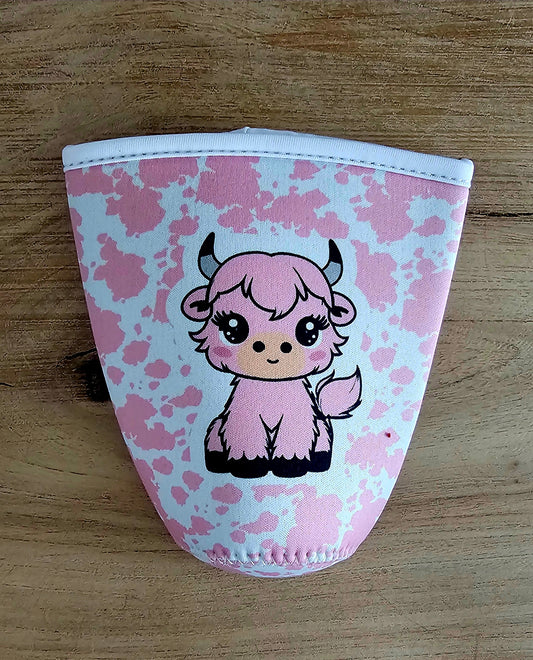 Pink Highland Cow Tumbler Koozie – Cute Cow Print Cup Sleeve for 30oz Tumblers, Girly Western Drink Holder
