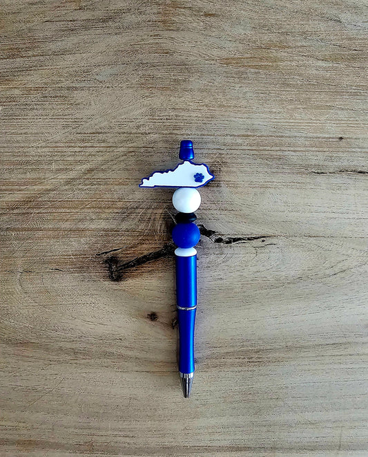 Kentucky Wildcats Beaded Pen | Blue White Pen | Kentucky Fan Gift | Handmade Beaded Ink Pen | Teacher Gift | UK Wildcats Accessory