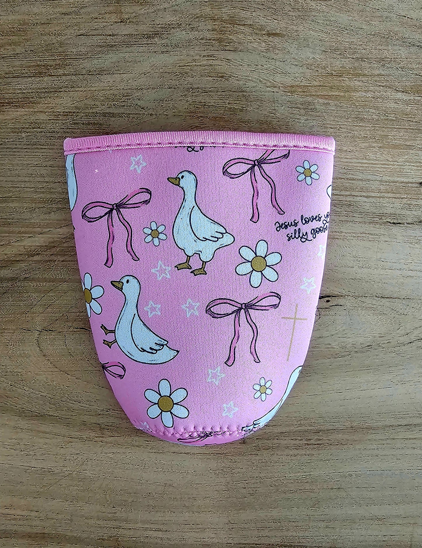 Pink Goose Tumbler Koozie – “Jesus Loves Silly Goose” Cup Sleeve for 30oz Tumblers, Cute Faith-Based Drink Holder