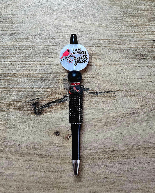 “I Am Always With You” Beaded Pen | Cardinal Memorial Pen | Handmade Sympathy Gift