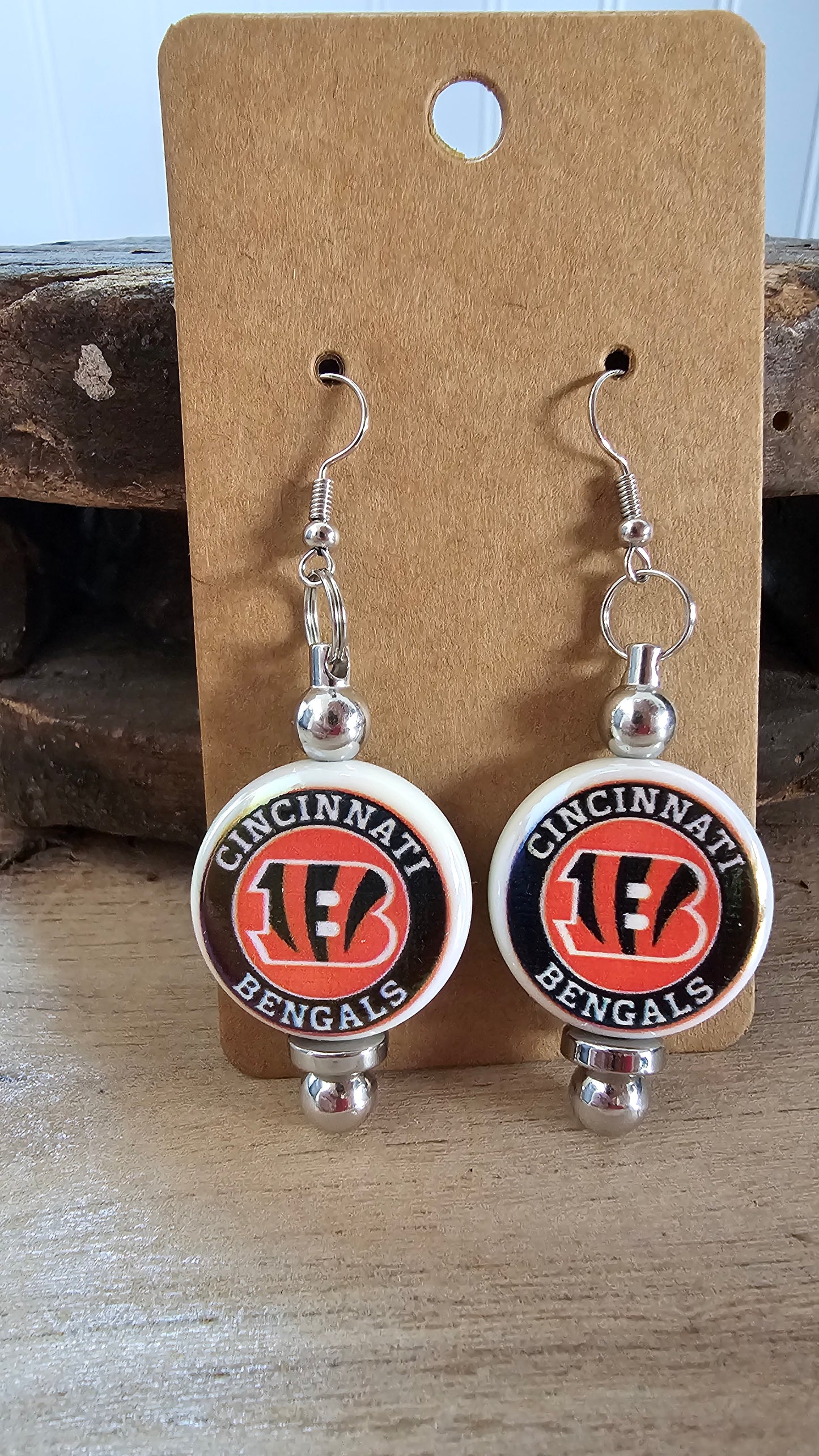 Cincinnati Bengals Beaded Dangle Earrings | Handmade Bengals Fan Jewelry