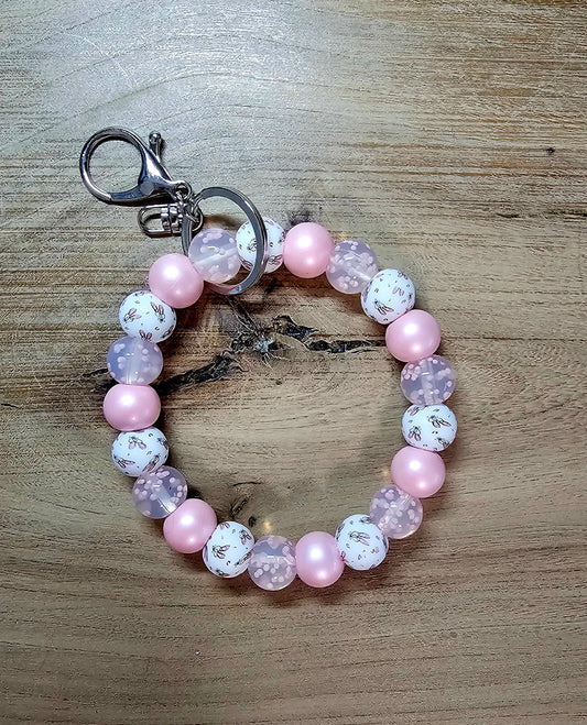 Ballerina Girl Beaded Wristlet Keychain – Pink Pearl Dance Accessory | Wick’d Pebble