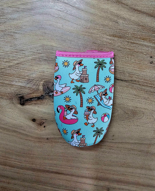 Beach Goose Skinny Can Koozie | Funny Summer Drink Sleeve | Neoprene Can Cooler