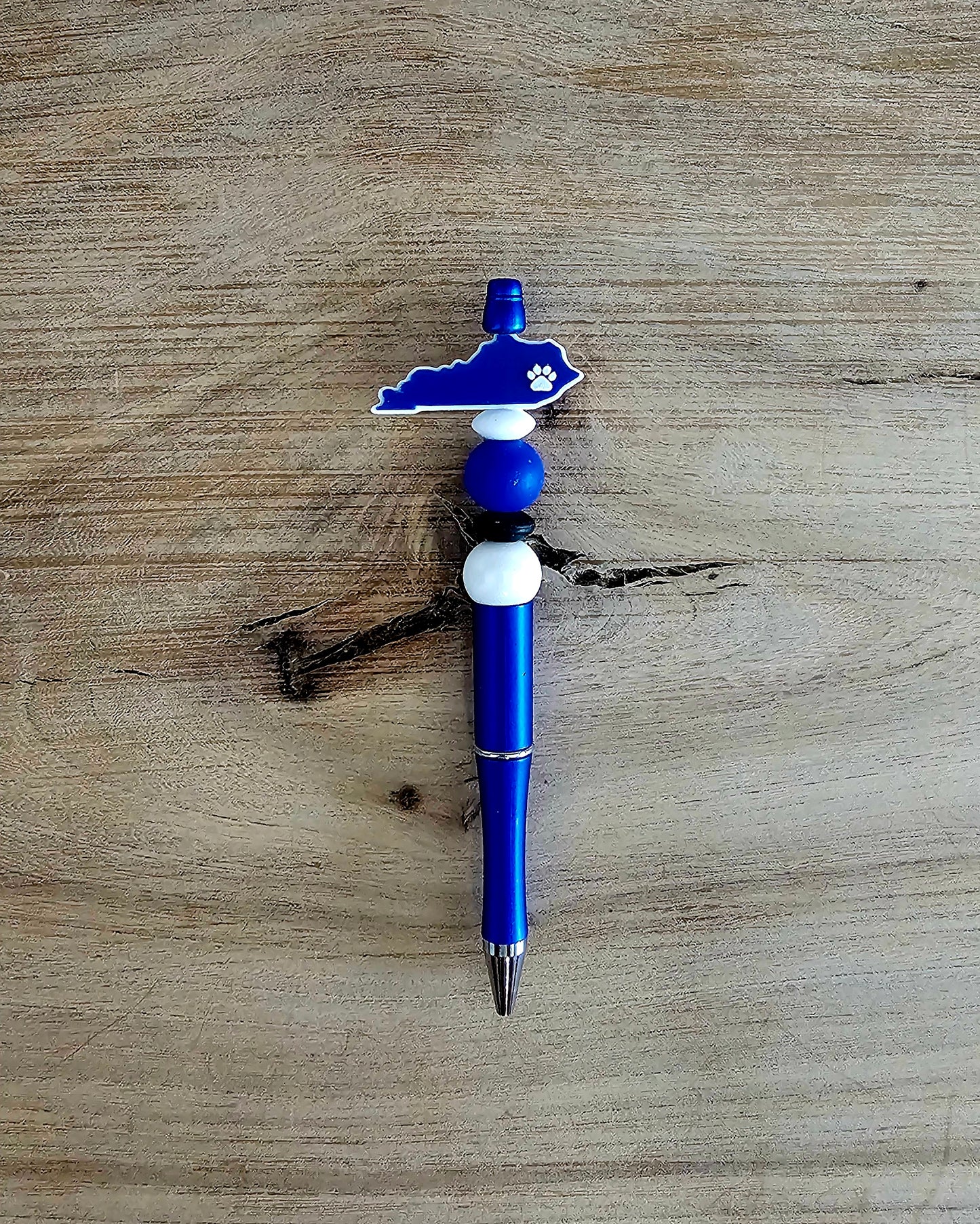 Kentucky Wildcats Beaded Pen | Blue White Pen | Kentucky Fan Gift | Handmade Beaded Ink Pen | Teacher Gift | UK Wildcats Accessory