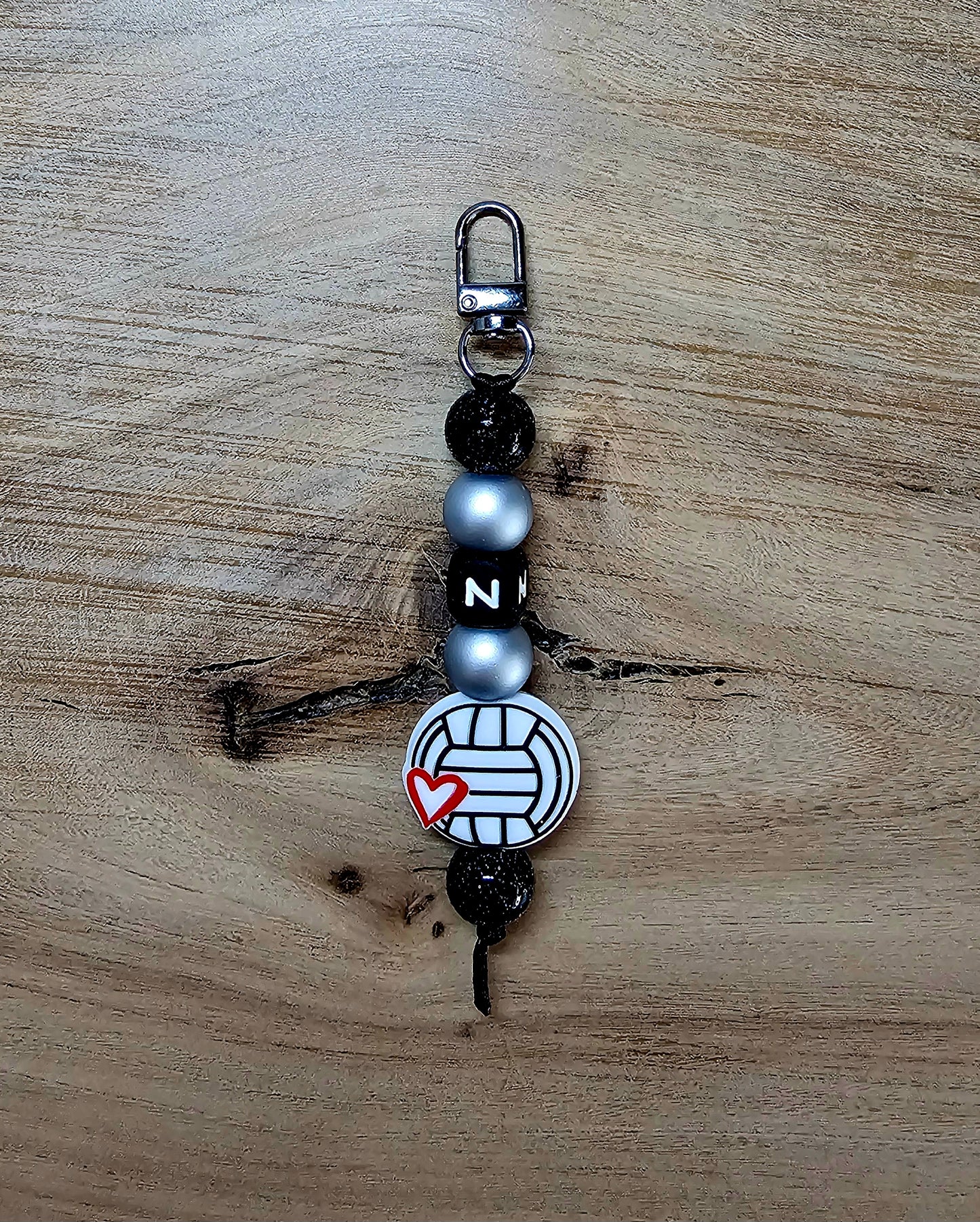 Custom Volleyball Love Beaded Zipper Pull | Personalized Backpack Charm | Wick'd Pebble