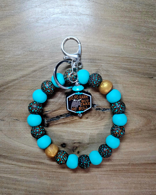 Do No Harm But Take No Bull Wristlet Keychain