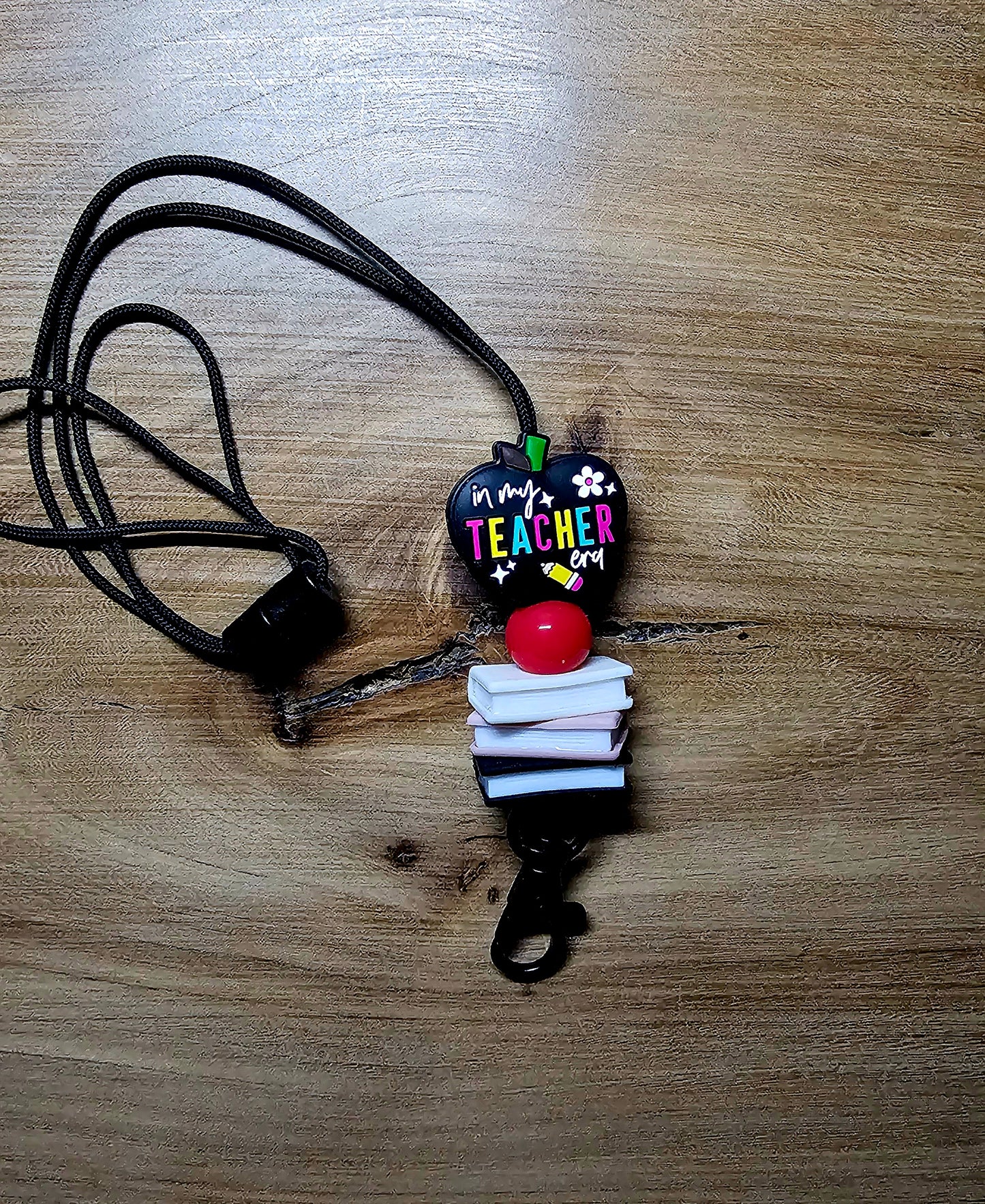 In my Teacher Era with Stacked Books Lanyard
