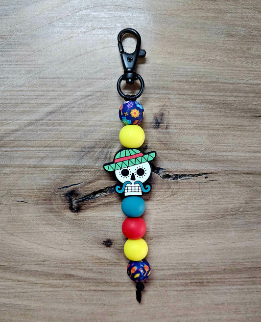 Sombrero Wearing Sugar Skull Bagtag