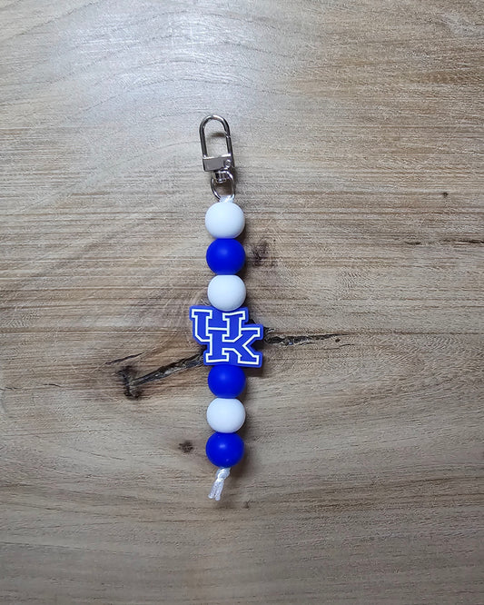 University of Kentucky Beaded Keychain | UK Wildcats Keychain | Handmade Silicone Bead Keychain