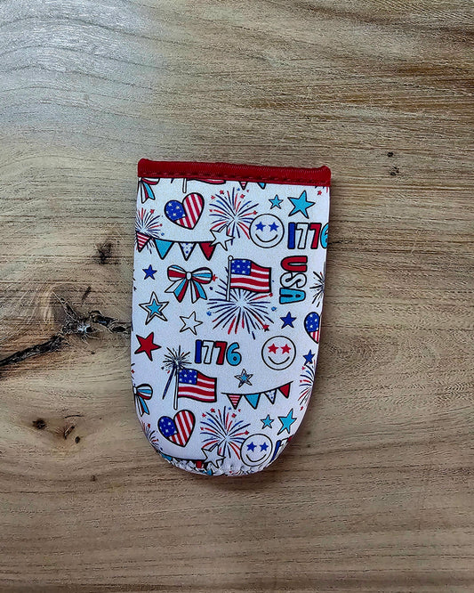 Patriotic Skinny Can Koozie | 1776 USA Neoprene Slim Can Cooler | Red, White & Blue Drink Sleeve