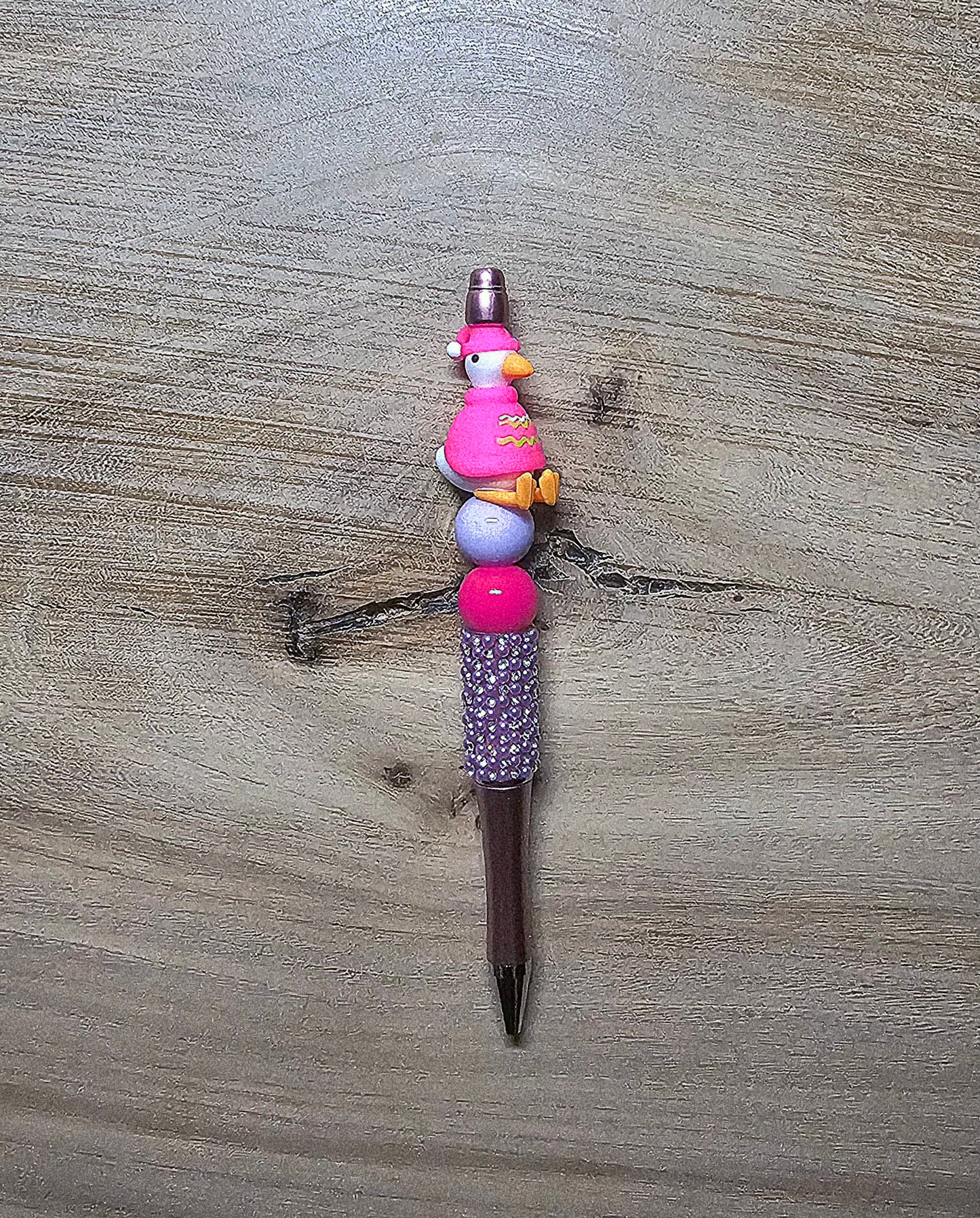 Goose Dressed in Pink Beaded Pen – Cute Goose Silicone Bead Pen – Farm Animal Pen – Beadable Ink Pen – Farmhouse Gift – Cute Office Supplies – Teacher Gift – Wick’d Pebble Pen