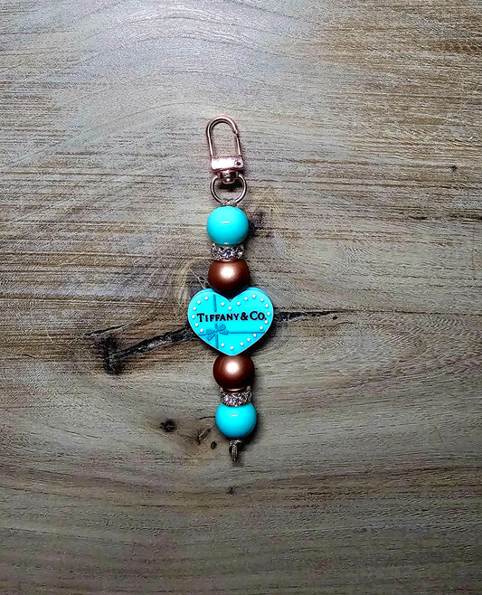 Turquoise Heart Beaded Keychain Charm – Western Chic Bag Tag | Wick’d Pebble