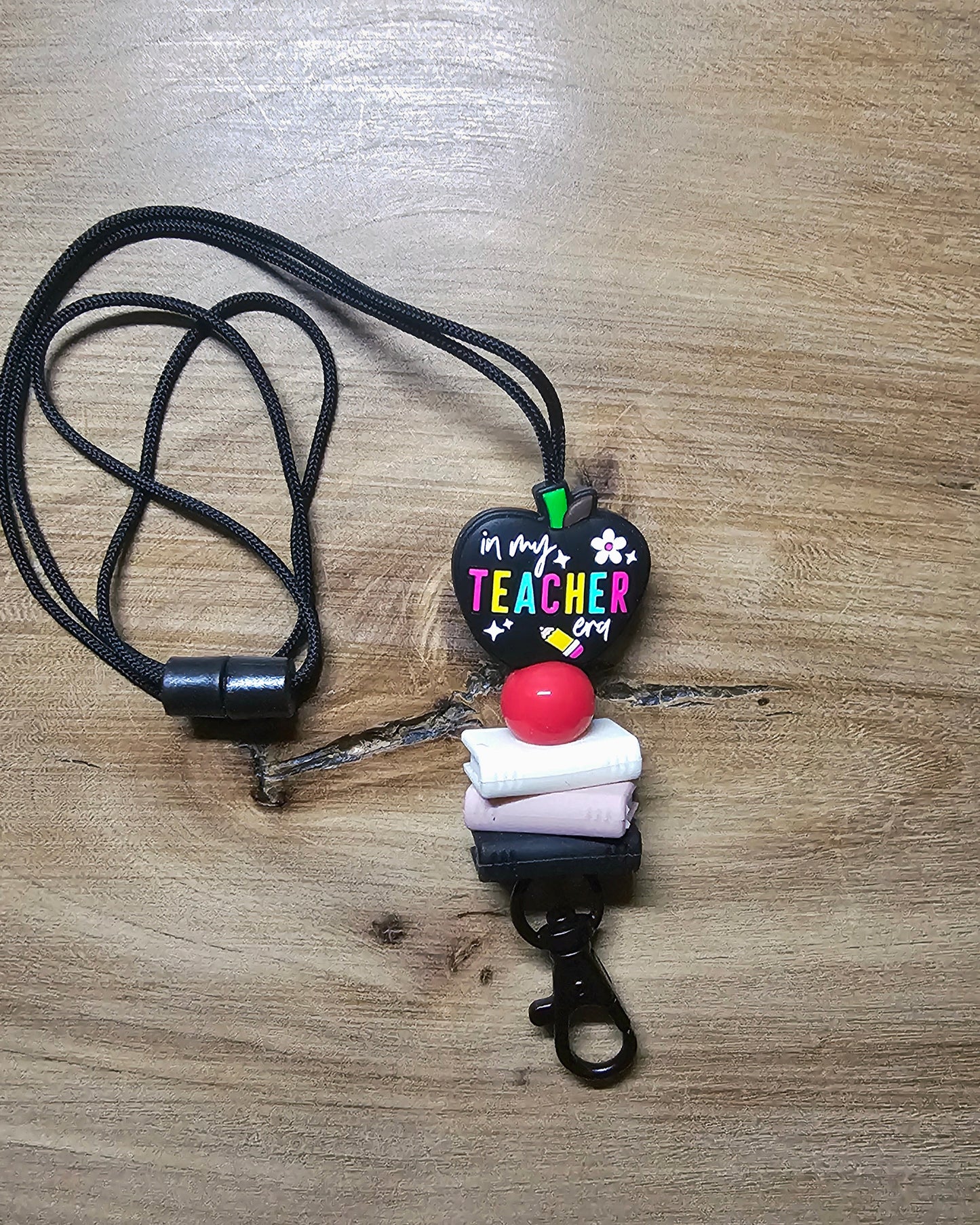 In my Teacher Era with Stacked Books Lanyard