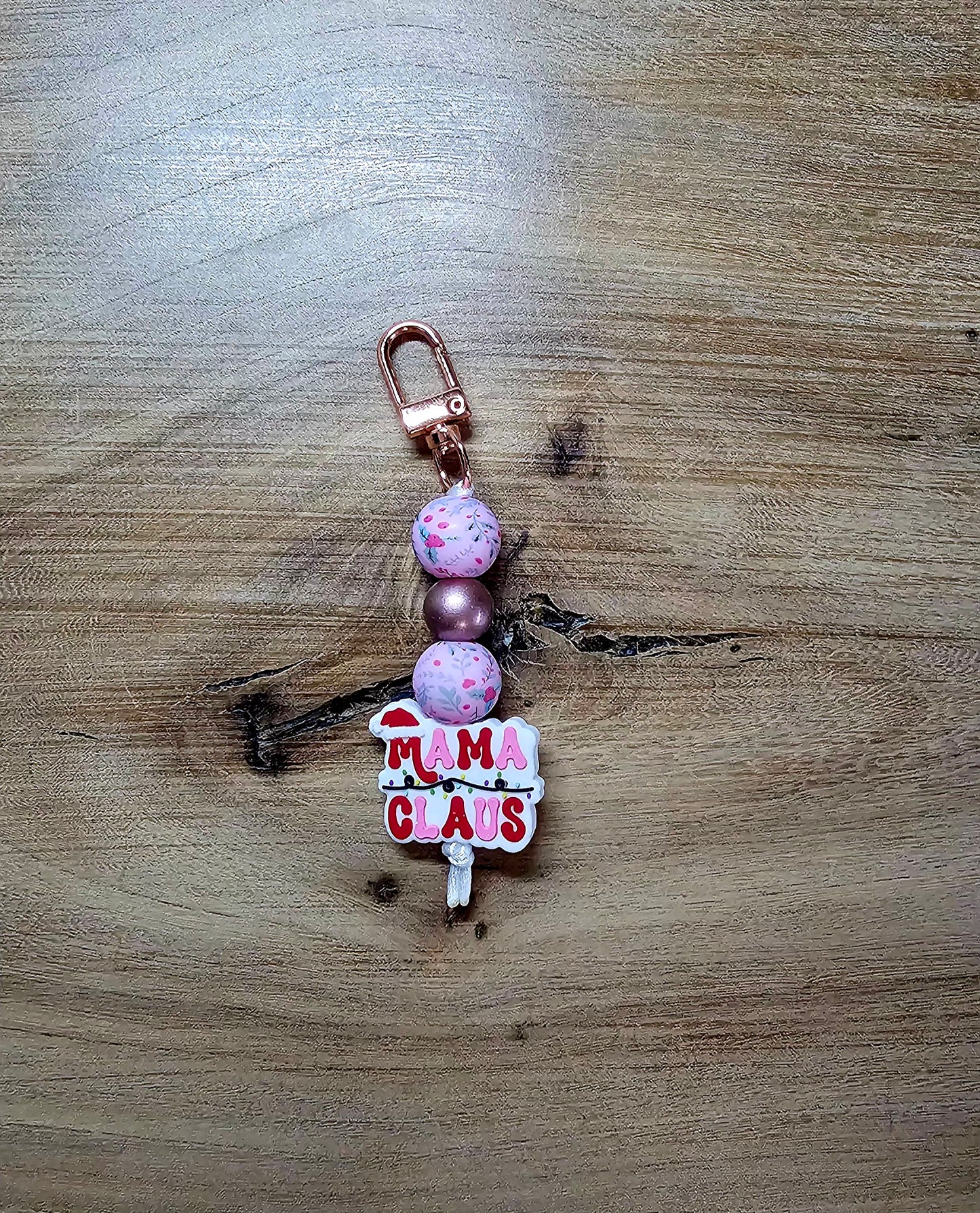 Mama Claus Beadable Keychain | Handmade Holiday Gift 💗