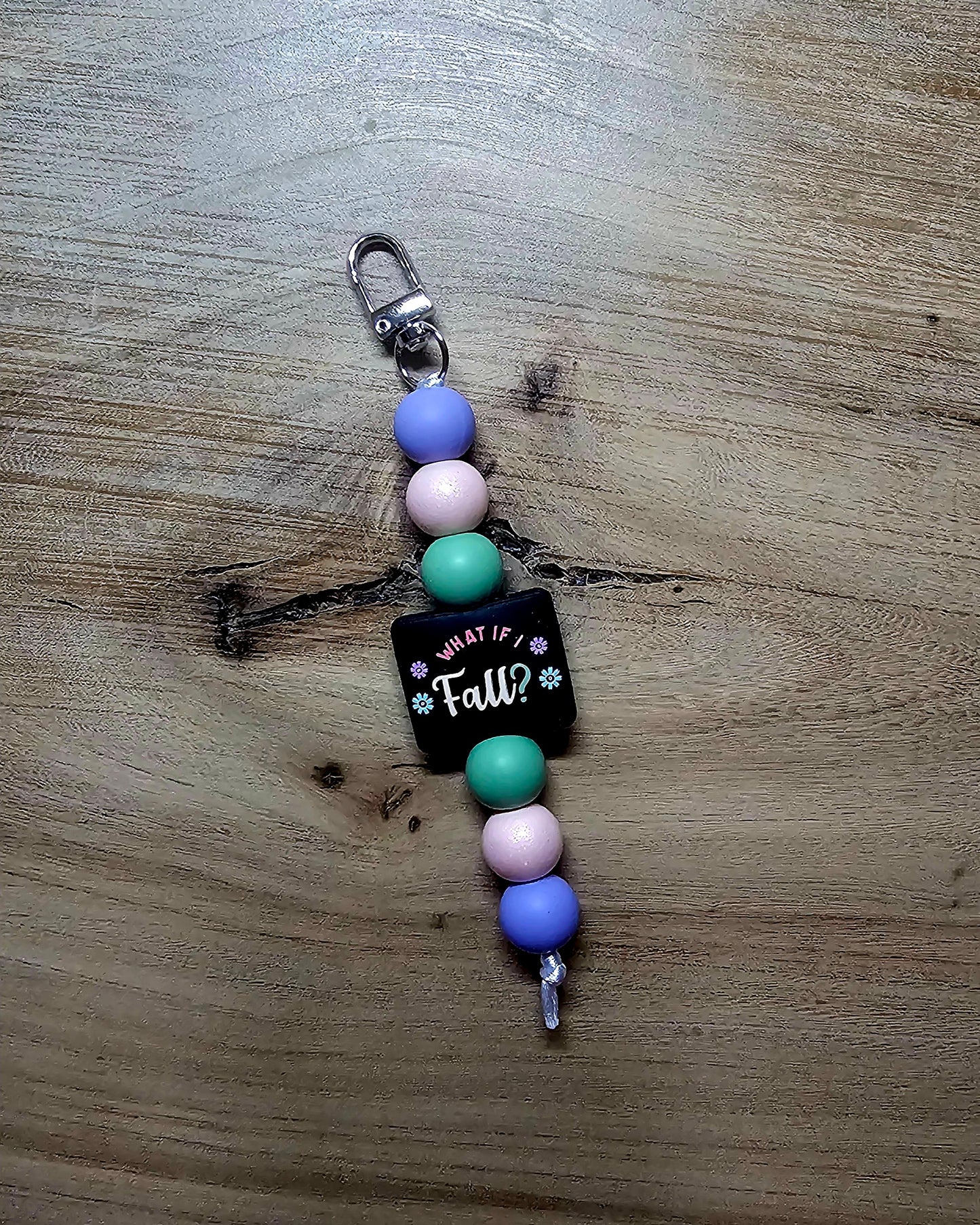 Inspirational Beaded Keychain – “What If I Fall / Oh But My Darling What If You Fly” Double-Sided Charm, Motivational Gift